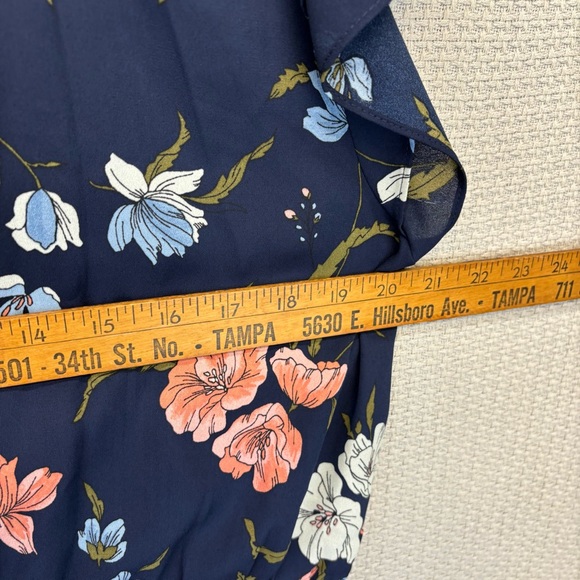 NWT Les Serein Women’s Clio Flutter Sleeve Floral Print A-Line Dress Blue XL - Picture 8 of 9